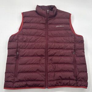 Eddie Bauer Men's Puffer Vest XL Goose Down EB650 Zip Pockets Packable Hiking